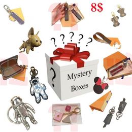 Lucky Mystery Boxes Keychains Fashion Key Ring Boxes Surprise Favors Random for Adults High Quality Birthday Gift Pendant2327