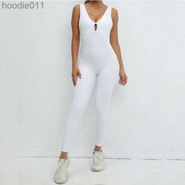 Women's Jumpsuits Rompers One Piece Backless Yoga Sets Sexy High Waist Leggings Women Bodysuit Sleeveless Nylon Female Jumpsuit Overalls For Women Outfits L230926