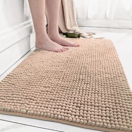 Bath Mats Chenille Thicken Super Water Absorbent Bath Mat Soft Comfortable Anti-slip Bathtub Side Carpet Rug Easy To Clean Bathroom Mats 230926