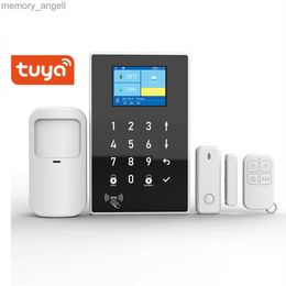 Alarm systems Tuya Smart Life GSM+WIFI Home Security Burglar Alarm System RIFD Touch Keypad PIR Motion Sensor Door Contact Alarm Sensor YQ230926