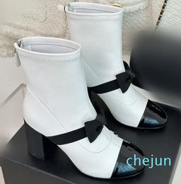 Sexy Women's Leisure Designer Fashion Black High Heels Thick High Heels Short Boots