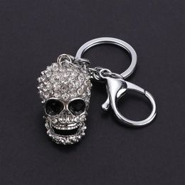 Keychains European And American Style Skull KeyChain Big Crystal Purse Bag Ornament Car Key Accessories Men Women Fashion Pendant353m