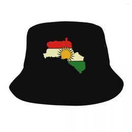 Berets Kurdistan Flag Bucket Hats For Women Summer Vocation Sun Floppy Hat Fashion UV Protection Fishing Fisherman Ispoti Cap