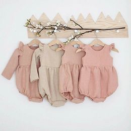 Rompers Autumn Baby Girl Clothes Cotton Long Sleeve Baby Romper For Born Winter Boutiques Linen Playsuit Po Props Infant Outfit 230925