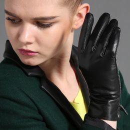 Five Fingers Gloves GOURS Winter Real Leather Glove Black Genuine Goatskin Fashion Fleece Lining Warm Soft Driving Arrival GSL028 230925