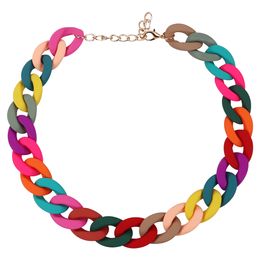 Chokers FishSheep Trendy Colorful Acrylic Chain Choker Necklaces For Women Statement Matte Resin Wide Collar Neck Jewelry 230926
