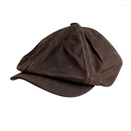 Berets Men Women Sboy Hat Cabbie Driver Spring Autumn Vintage Leather Coffee Gatsby Beret Womens Mens Ivy Cap BLM443