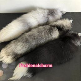 50cm 20 Real Fox Fur Tail Plug Stainless Steel Adult Sexual Anal Butt Cosplay Toy243t