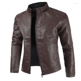 Men's Fur Leather Jacket VXO Brand Autumn Spring Casual Zipper Motorcycle Slim Mens Jackets And Coats