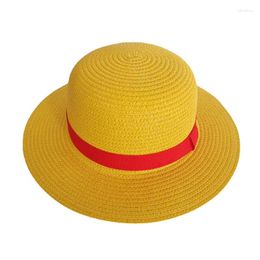Wide Brim Hats Luffy Straw Hat Anime Cartoon Cosplay Cap Accessories For Women Men Kids Summer Sunshade