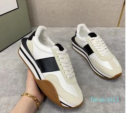 Top Brand James Nylon & Suede Sneakers Shoes Side Stripe Suede & Nylon Chunky Rubber Sole Men Trainer Lace Up Comfort Discount Walking