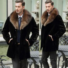 Men's Leather Faux Autumn faux mink fur leather jacket mens winter thicken warm big collar coat men loose jackets Singlebreasted B203 230925