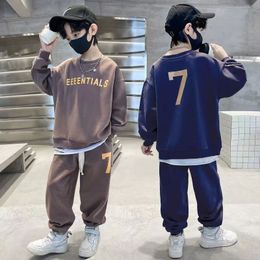 Clothing Sets Boys' Sweatshirt Suit Junior Kids Fashion Printed Letter Thickened Top Casual Sports Pants 2 Piece Set 315Y Trend 230926