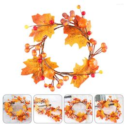 Decorative Flowers Outdoor Table Decor Maple Pumpkin Wreath Party Festival Garland Candlestick Artificial Iron Wire Simulated Fake