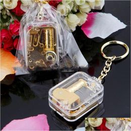 Keychains Lanyards Music Box Keychain Pendant Movement 18 Tones Mechanical Metal Boxes Clockwork With Screws Kids Gifts Toys Drop Deli Dhazh