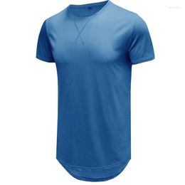Men's T Shirts Cotton Summer Men Solid Colour Casual Short Sleeve O-neck S Tee Shirt Irregular Length T-shirts Clothing