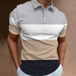 Men's Polos Fashion Man Polo Shirt 3d Striped Plaid Mesh Breathable Lapel Casual 5xl Tops Leisure Simple Short Mens Clothing