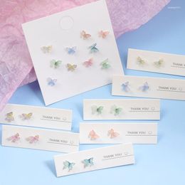 Stud Earrings Korean 925 Silver Needles Colorful Butterfly Cute Set For Women Fashion Sweet Acrylic Geometric Ear Girls Jewelry