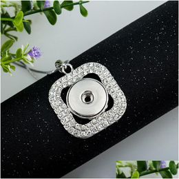 Pendant Necklaces New Fashion Jewellery Noossa Snap Button Necklace Two Layer Squares Fl Cz Diamond Crystal For Sale Drop Delivery Penda Dh2Dw