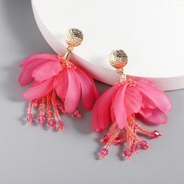 Dangle Earrings European Style Flower Handmade Beaded Fabric Super Immortal Bohemian Fashion