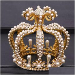 Hair Jewellery Forseven Shiny Crystal Simated Pearl Tiaras Crown Headband Princess Diadem Bride Noiva Party Decoration Drop Delivery Ha Dhn86