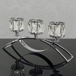 Candle Holders 3 Arms Glass Tealight Candelabra Tea Light Holder For