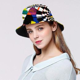 Berets Two-Sided Fisherman Cap Fashion Anti-UV Reversible Sun Hats 56-58CM Tie Dye Print Beach Hat Women