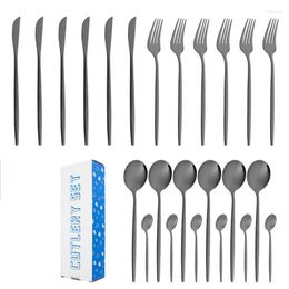 Flatware Sets Kitchen Set 24pcs Stainless Steel Simple And Elegant Cutlery Accessory For Lunch Dinner Coffee Tea
