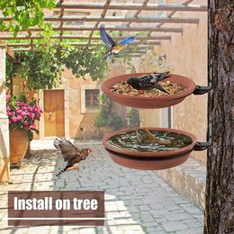 Other Bird Supplies 2 Pcs Tree Feeder Wall Hanging Bath Bowl Parrots Water For Outdoors Garden Yard Patio Lawn Decoration