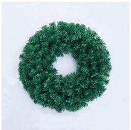 Decorative Flowers Green 30/40/50cm Christmas Wreath Garland Base Pine Needle Xmas For Hanging Ornament Front Door Navidad Year Home