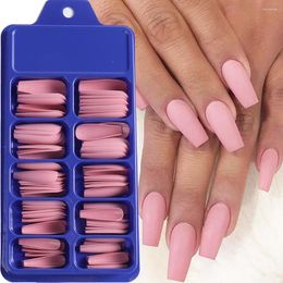 False Nails 100pcs Solid Color Frosting Nail Tips Mixed Size Matte Artificial Fingernails Art Extension Manicure Tools LEBMS01-10