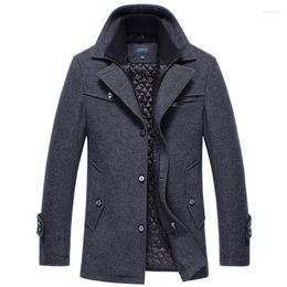 Men's Wool Winter Blends Woolen Coat Thick Warm Windbreaker Jacket Casual Slim Double Collar Palto Overcoat Casaco Masculino Peacoat