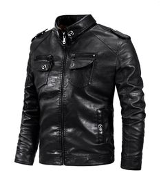 Men's Fur 2023 Winter Leather Jacket Windproof And With Chest Snap Button Coat Lining Keep Warm 3 Color PU Windbreaker