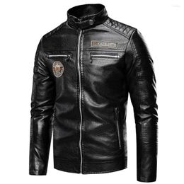 Men's Fur Leather Jackets Men Vintage Motorcycle Windbreaker Faux Coat Winter Outwear Chaquetas Hombre 2023