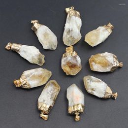 Pendant Necklaces Selling Natural Stone Irregular Pendants Crystal Citrine Reiki Charms DIY Jewellery Making Accessories Wholesale 12Pcs