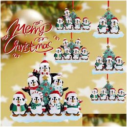 Christmas Decorations Family Penguin Ornament Resin Personalised Home Xmas Tree Decoration Room Decor Drop Delivery Garden Festive P Otlnd