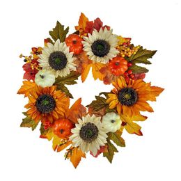 Decorative Flowers Farmhouse Garland Hanging Decoration Ornament 17 Inch Fall Decor Wreath For Holiday Indoor Outdoor Wall Fireplace