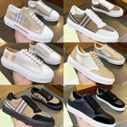 burberyy Trainers burberr Men Striped Highest-quality Vintage Women Sneaker Trainer Fabric Cotton Canvas Shoes Black White Denim Check Rubber Sneaker