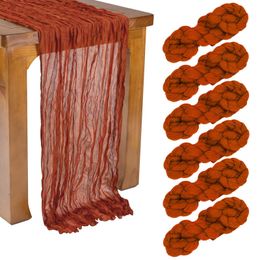 Table Runner 6 Packs Gauze Table Runners 35 x 120 inches Boho Table Runner Terracotta Cheese Table Decoration for Wedding Party Table Decor 230926