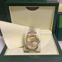 13 Style Real Po With Box Men Watches Automatic Men's Date 40mm Yellow Gold Champagne Roman Dial Bracelet Asia 2813 Moveme321H