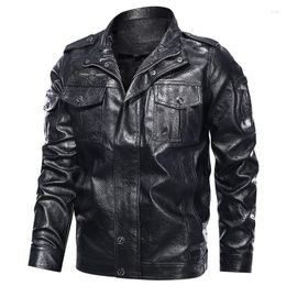 Men's Fur 5XL 4XL PU Leather Jacket Men Autumn Casual Motorcycle Vintage Jackets Coat Fashion Biker US Army Bomber