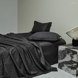 Bedding Sets Black Luxury Satin Jacquard And 1000TC Egyptian Cotton Patchwork Set Silky Soft Duvet Cover Bed Sheet Pillowcases