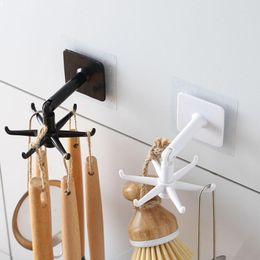 Kitchen Storage Hooks Hanger Holder 360 Degrees Rotated Punch-free Bathroom Organizer Bath Towel Racks