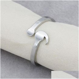 Band Rings Creative Semicolon Design Opening Wave Ring For Women Men Sier Color Inspirational Jewelry Graduate Gifts Lover Drop Delive Dhuon