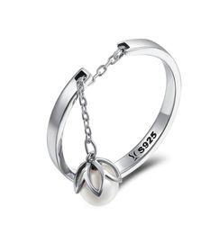 Women039s Cupronickel Solid S925 Silver Ring Dangel Fresh Water Pearl Adjustable16355597694225