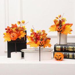 Decorative Flowers Artificial Pumpkin Branch Ornament Autumn Halloween Decorations Thanksgiving Party Home Decor Pography Props