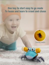 Dancing Crab Toy for Babies Crawling Interactive Escape Crabs Walking Dancing with Music Automatically Avoid Obstacles Toys