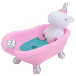 Soap Dishes Soap Holder Box Dish Bathtub Tray Cartoon Drain Bathroom Casestorage Container Lovely Unicorn Saver Barsponge Draining 230926