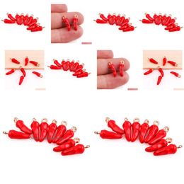 Charms 20Pc/Lot Red Chili Pepper Pendant Charm Fit For Glass Magnetic Floating Locket Bracelet Necklace Making Drop Delivery Jewelry F Dhhk9