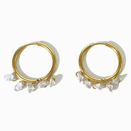 Hoop Earrings Peri'sbox Dainty Clear Cz Zircon Charms Huggie Women's Stainless Steel 18K Gold Plated Dangle Tiny Hoops Minimal